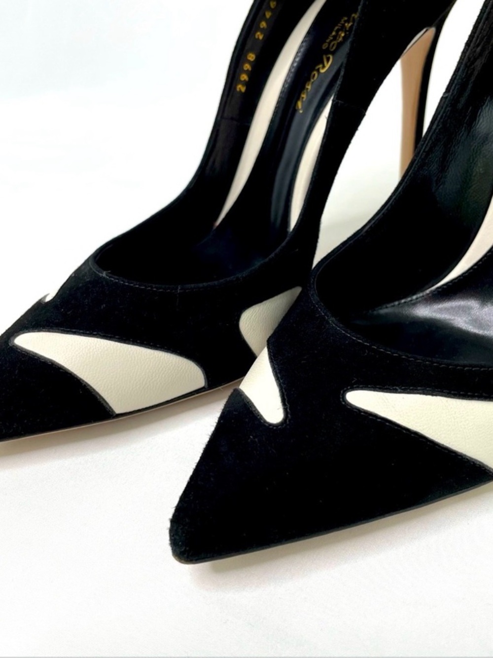 Gianvito Rossi Black and White Suede Pumps
